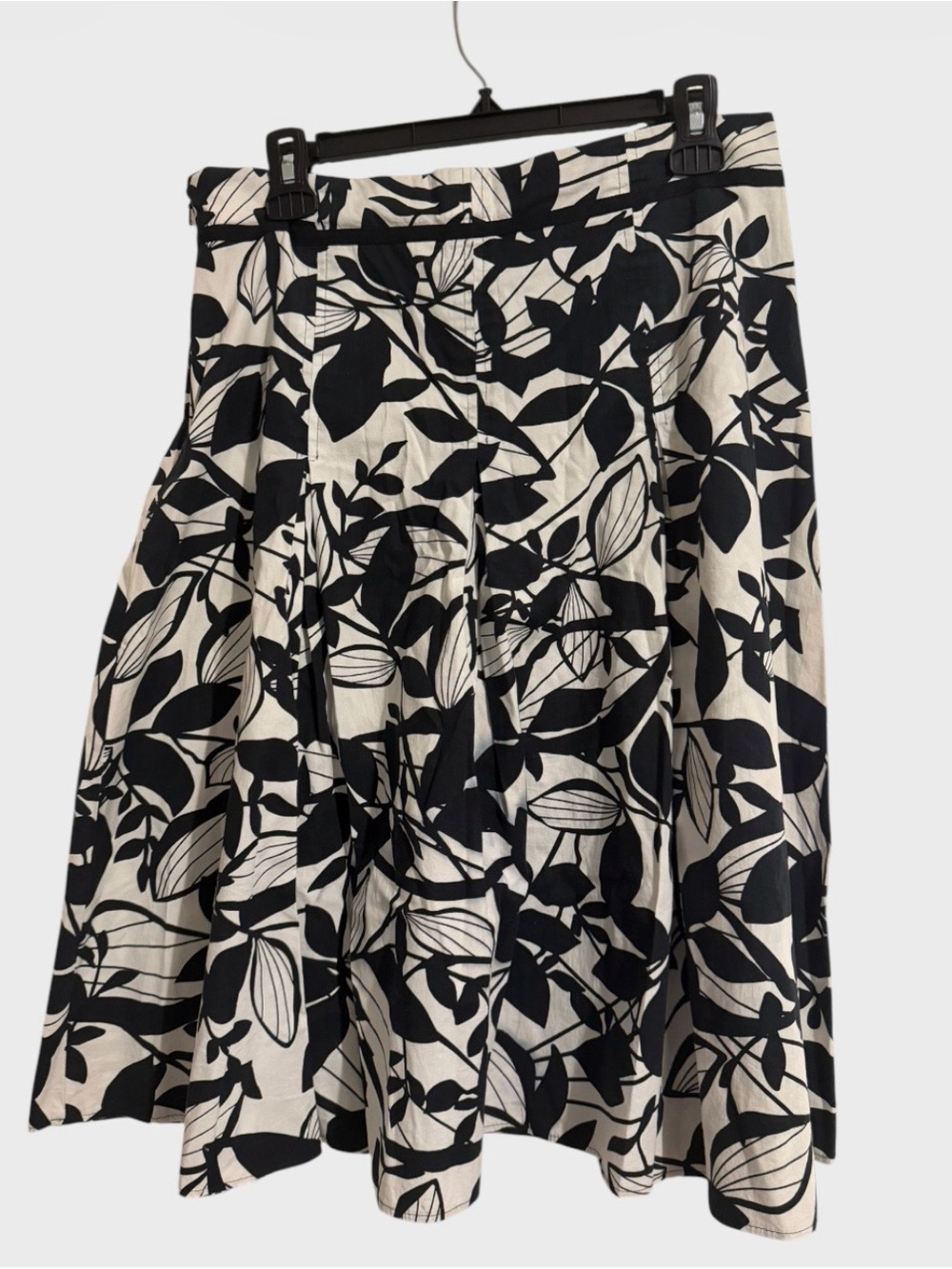 Black & Cream Floral A-Line Skirt - Timeless Floral Print